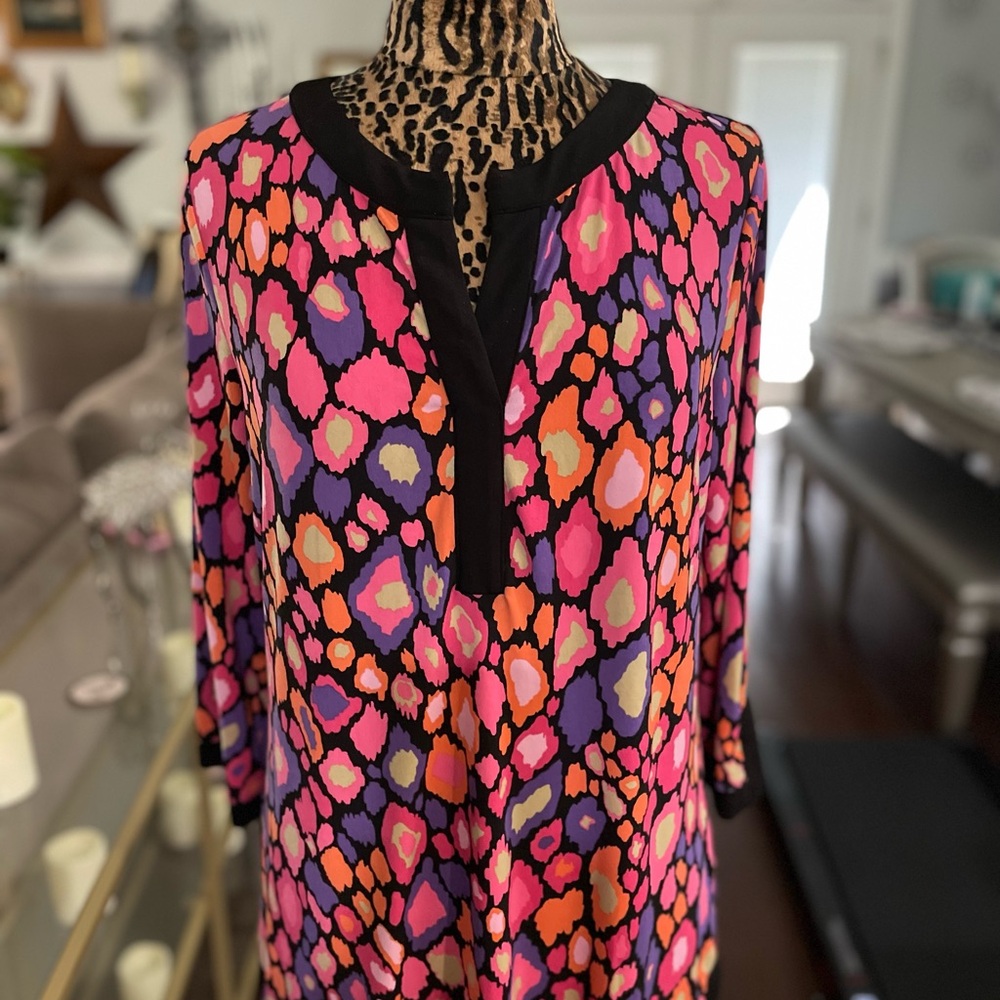 Dana Buchman Pink and Purple Patterned Blouse